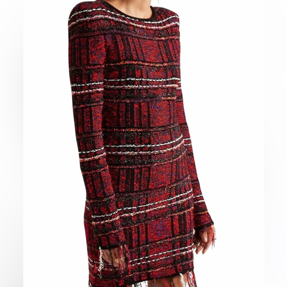 BALMAIN Red Tweed Dress